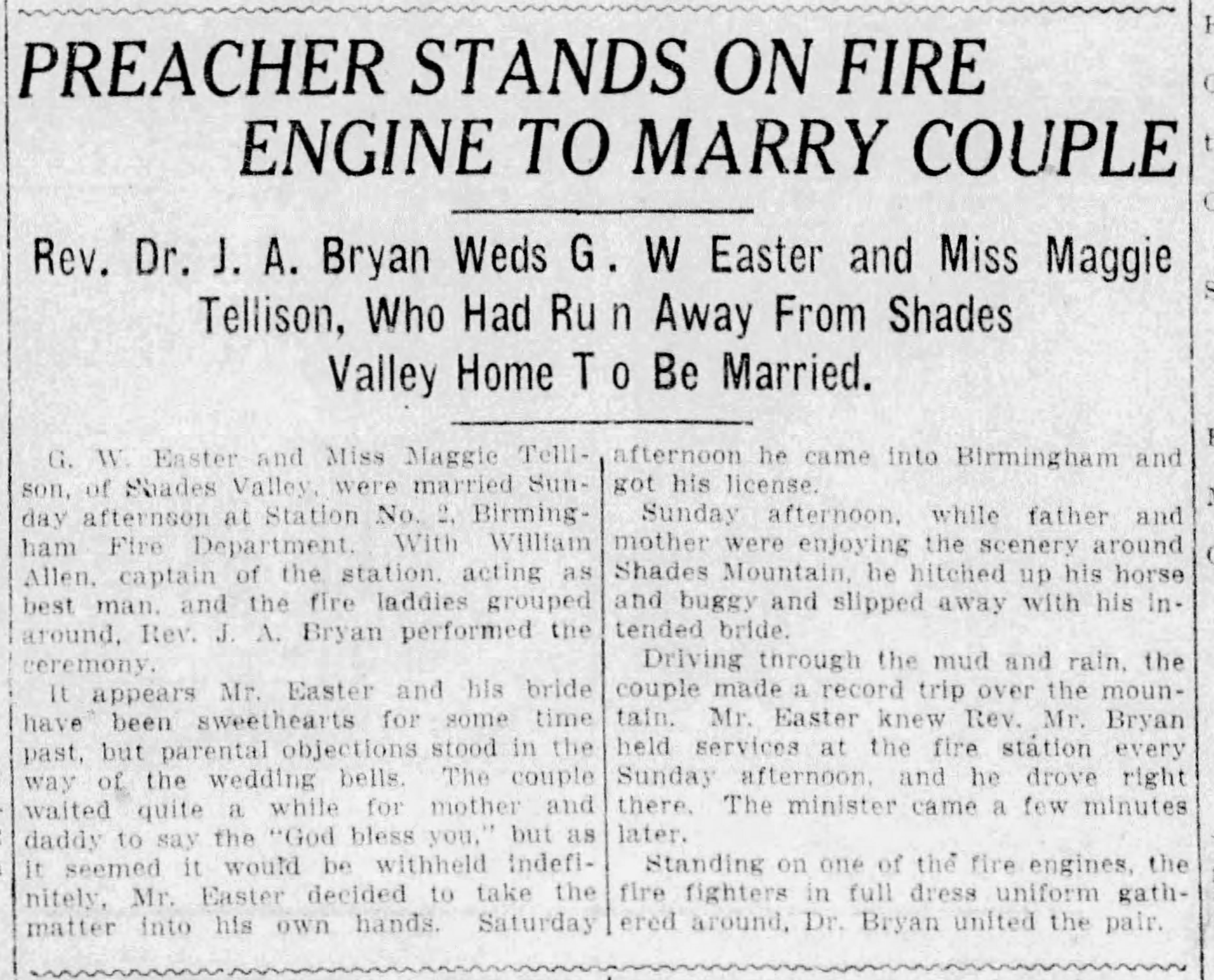 Preacher Stands on Fire Engine To Marry Couple